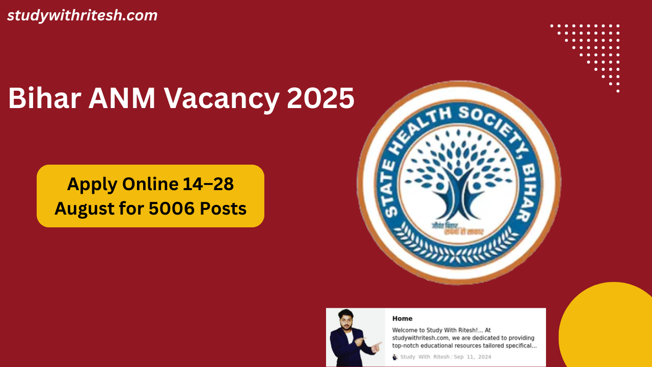 ANM Nurse Vacancy 2025 | Apply Online 14–28 August for 5006 Posts